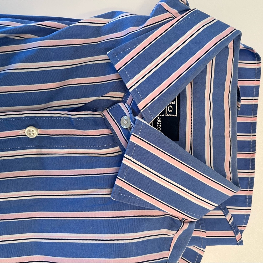 Ralph Lauren Blue and Pink Striped Men's Shirt